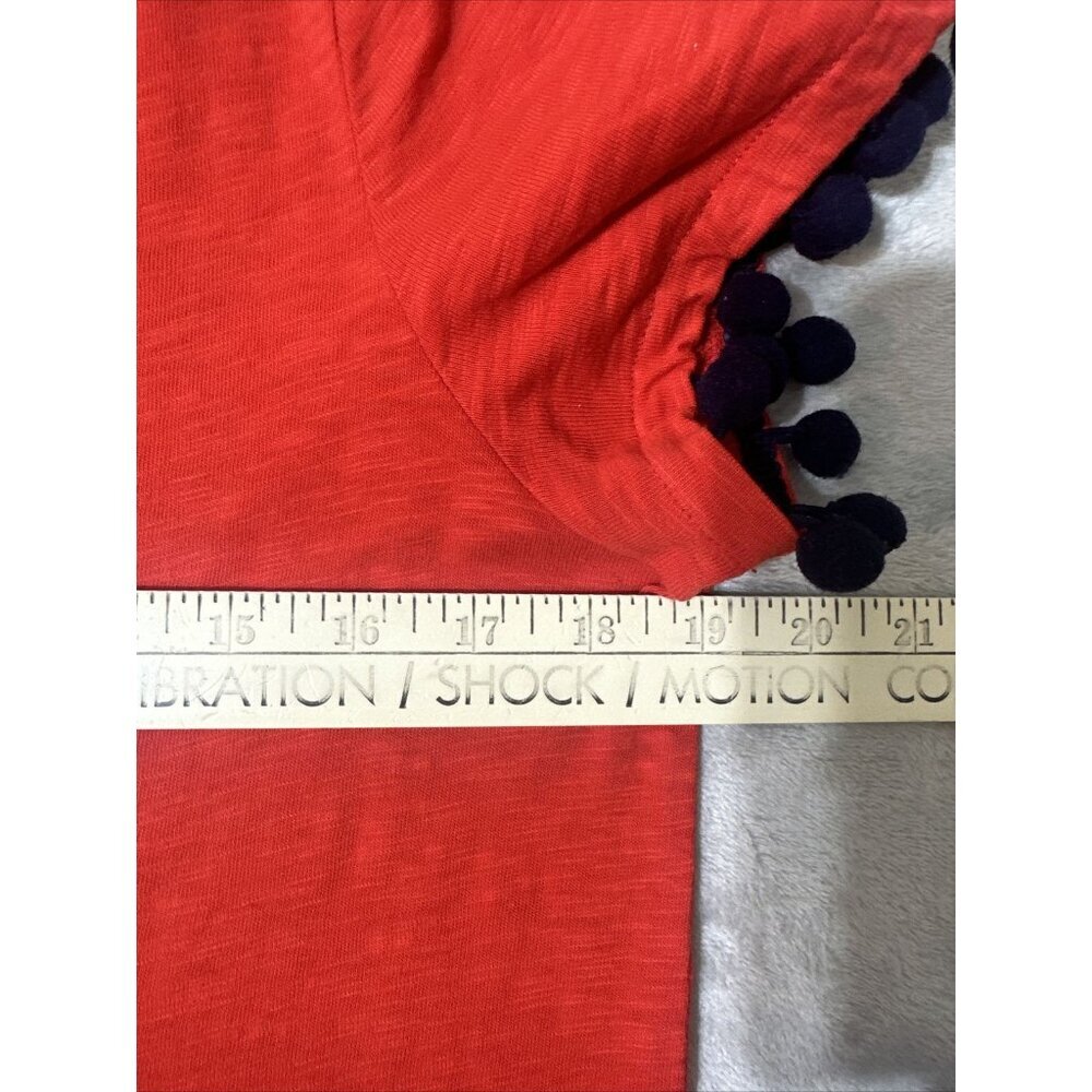 Women’s Boden T-shirt Dress Red Orange Pom-Pom Size 8 - Picture 8 of 13